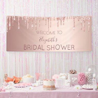 Bridal Shower rose gold glitter drips welcome Banner