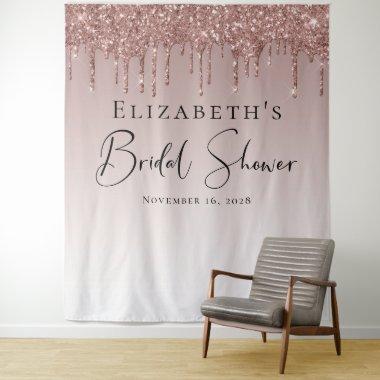 Bridal Shower Rose Gold Glitter Personalized Tapestry