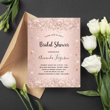 Bridal Shower rose gold sparkle Invitation PostInvitations