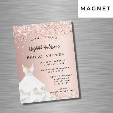 Bridal Shower rose gold white dress luxury Magnetic Invitations