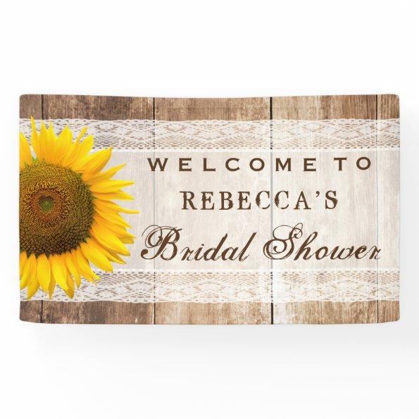 Bridal Shower Rustic Country Barn Wood Sunflower Banner