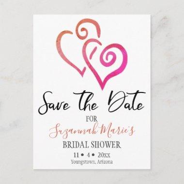 Bridal Shower Save The Date Orange Pink Hearts Ann Announcement PostInvitations