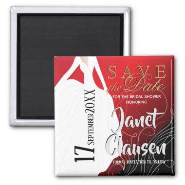 Bridal Shower - Save the Date - Red Magnet