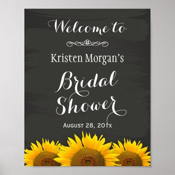 Bridal Shower Sign Elegant Sunflowers Chalkboard