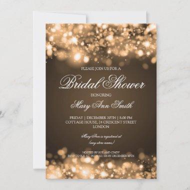 Bridal Shower Sparkling Lights Gold Invitations