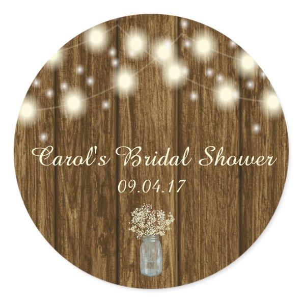 Bridal Shower Sticker, Rustic Sticker, Rustic Classic Round Sticker
