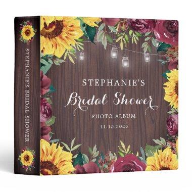 Bridal Shower Sunflower Floral Photo Album 3 Ring Binder
