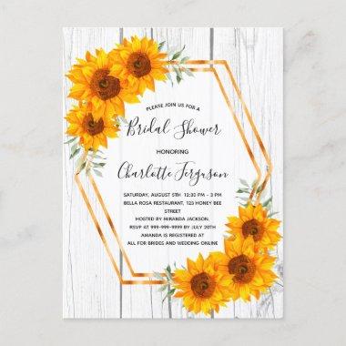 Bridal Shower sunflowers wood gold geometrical PostInvitations