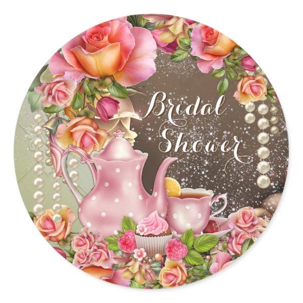 Bridal Shower Tea Party Bridal Shower Classic Round Sticker