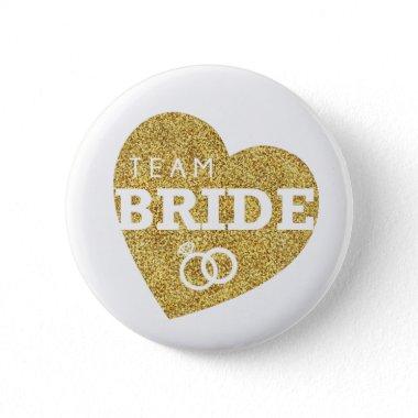 Bridal Shower Team Bride Gold Glitter Bachelorette Button