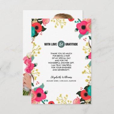 Bridal Shower Thank You Modern Floral Photo Invitations
