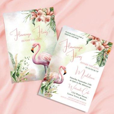 Bridal Shower Tropical Watercolor Flamingo Fling Invitations