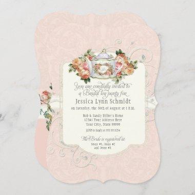 Bridal Shower Vintage Elegant Rose Floral Shaped Invitations
