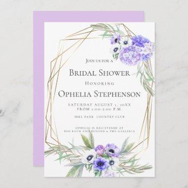BRIDAL SHOWER | Violet Anemone Floral Bouquets Invitations