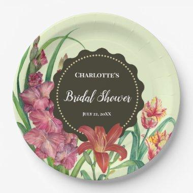 Bridal Shower Warm Floral Spring Blooms Painting Paper Plates