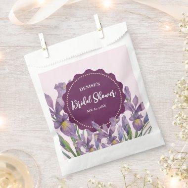 Bridal Shower Watercolor Purple Irises Botanical Favor Bag