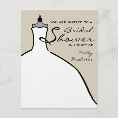 Bridal Shower - Wedding Dress Custom Color Invitations