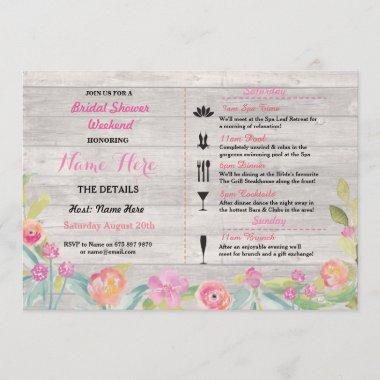 Bridal Shower Weekend Itinerary Pink Coral Invite
