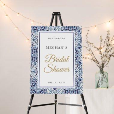 Bridal Shower welcome sign blue tiles