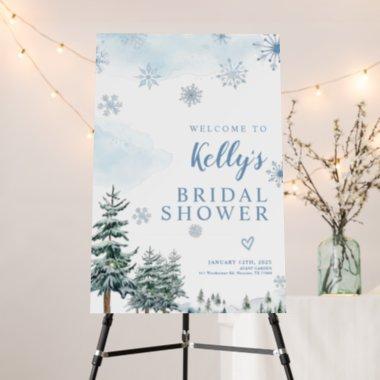 Bridal shower welcome sign, blue winter wonderland foam board
