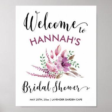 Bridal Shower Welcome Sign Lavendar & Lilac Floral