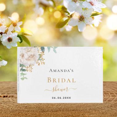 Bridal Shower white floral eucalyptus name Guest Book