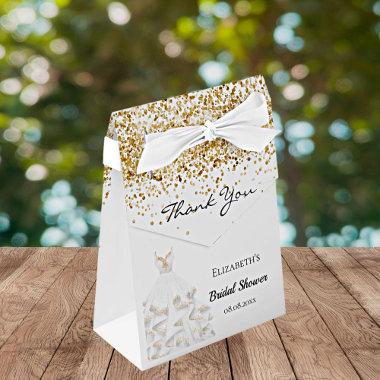 Bridal Shower white gold glitter dress thank you Favor Boxes
