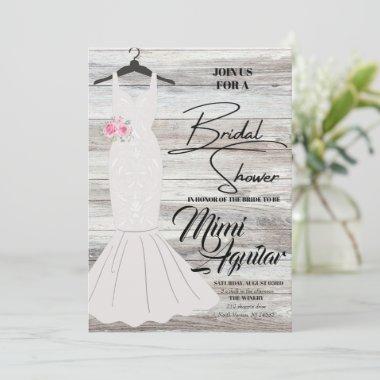 Bridal Shower White Mermaid Dress Invitations
