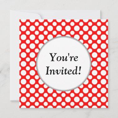 Bridal Shower White Polka Dots on Red Invitations