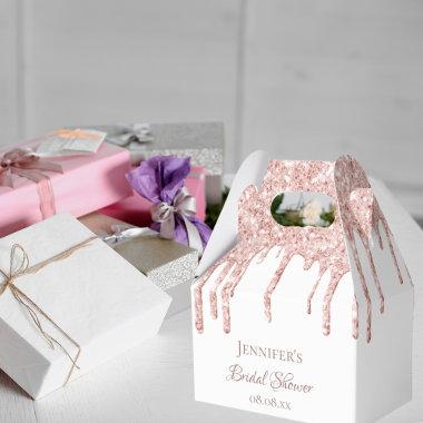 Bridal Shower white rose gold glitter drips Favor Boxes