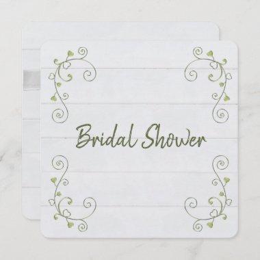 Bridal Shower White Wood Invitations