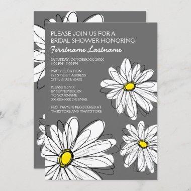 Bridal Shower with Modern Daisy Flowers Invitations