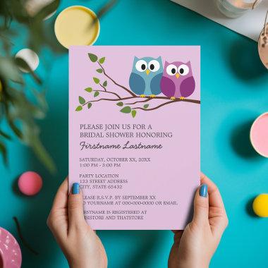 Bridal Shower with Owl Couple on Branch Invitations