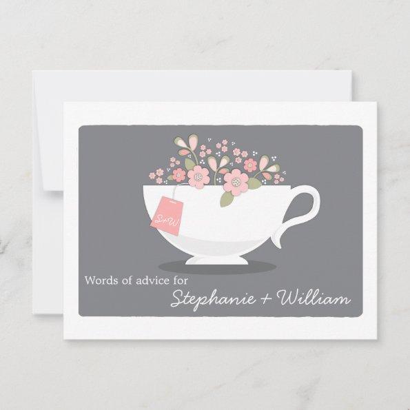 Bridal Shower Words of Advice Card Floral Teacup
