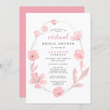 Bridal Virtual Shower | Pink Floral Watercolor Invitations