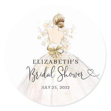 Bride Blonde Dress Floral Welcome Bridal Shower Classic Round Sticker