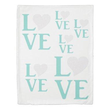 Bride Co Love Teal Blue And White Home Decor Duvet Cover