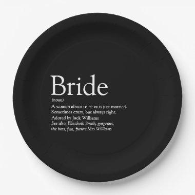 Bride Definition Bridal Shower Black and White Paper Plates