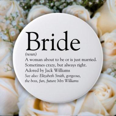 Bride Definition, Bridal Shower, Wedding Button