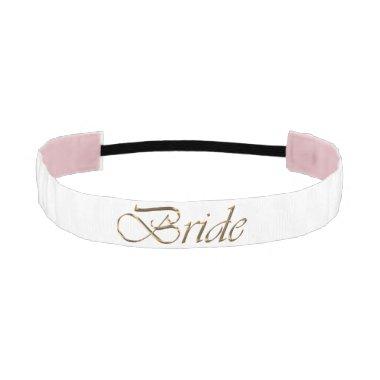 Bride, gold script elegant chic white athletic headband