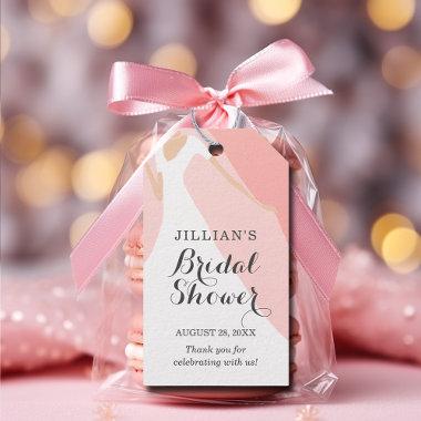 Bride Gown Bridal Shower Blush Pink Thank You Gift Tags
