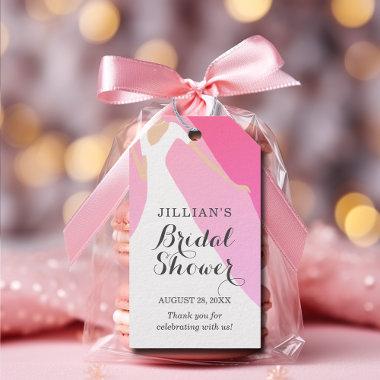 Bride Gown Bridal Shower Hot Pink Thank You Gift Tags
