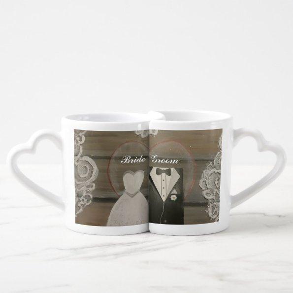 Bride & Groom Lovers Coffee Mug Set