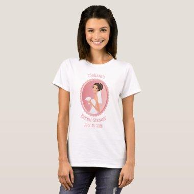 Bride in a Veil Holding Flowers Bridal Shower T-Shirt