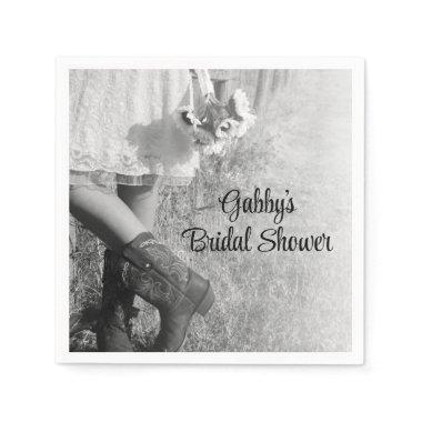 Bride in Cowboy Boots and Sunflowers Bridal Shower Napkins