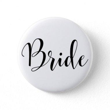 Bride Modern Black Script Typography (30) Pinback Button