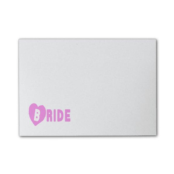 Bride Post-It Notes Pink Heart