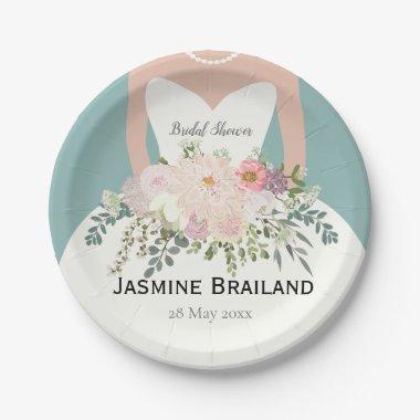 Bride silhouette bridal shower personalized paper plates