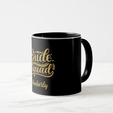 Bride Squad Black and Gold Word Art Personalized Mug