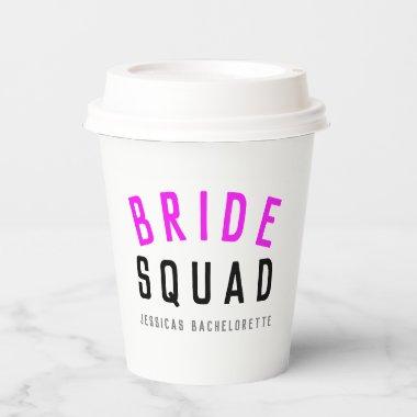 Bride Squad | Hot Pink Bachelorette Bridesmaid Paper Cups